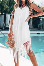 Load image into Gallery viewer, White Backless Cover Up with Tassels