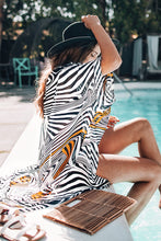 Load image into Gallery viewer, Black White and Yellow Zebra Print Cover Up
