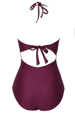 Load image into Gallery viewer, Broken Wine Halter One-piece Swimsuit
